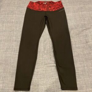Brooks Equilibrium Running Leggings Womens Large Black Patterned Waist Run Bike